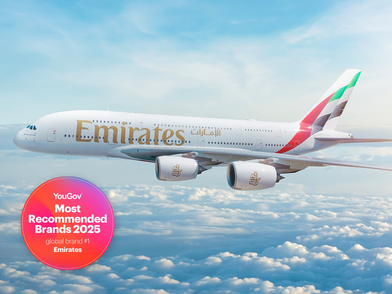 Emirates é a Marca Global Mais Recomendada de 2025 pela YouGov