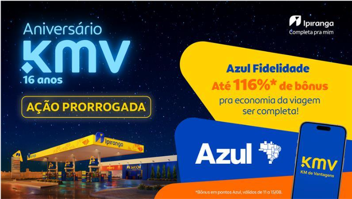 KMV lança maior ação de milhas do ano com super bônus de até 116% na Azul Fidelidade
